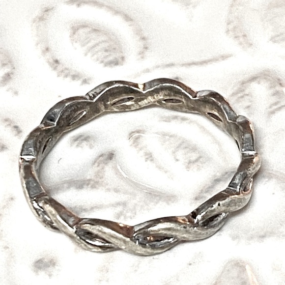 Sterling Silver Twisted Rope Wedding Anniversary Band Ring Vintage With Pouch - Picture 10 of 16